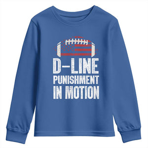 Football Defensive Lineman Youth Sweatshirt D Line Punishment In Motion American Flag TS10 Royal Blue Print Your Wear