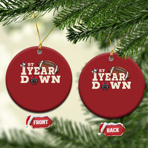 1st Year Down Football Christmas Ornament Touchdown One First Birthday Infant Baby Boy TS10 Circle Red Print Your Wear
