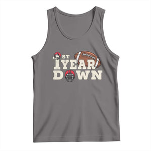 1st Year Down Football Tank Top Touchdown One First Birthday Infant Baby Boy TS10 Deep Heather Print Your Wear