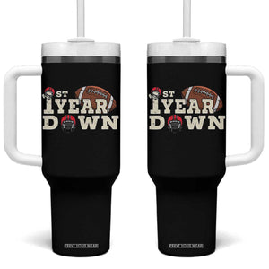 1st Year Down Football Tumbler With Handle Touchdown One First Birthday Infant Baby Boy TS10 One Size: 40 oz Black Print Your Wear