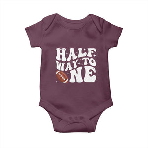 Half Way To One Baby Onesie 1/2 Birthday Baby Boy Football TS10 Maroon Print Your Wear