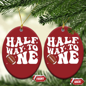 Half Way To One Christmas Ornament 1/2 Birthday Baby Boy Football TS10 Oval Red Print Your Wear