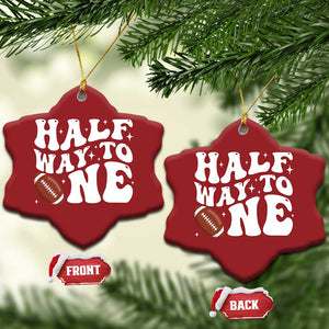 Half Way To One Christmas Ornament 1/2 Birthday Baby Boy Football TS10 Snow Flake Red Print Your Wear