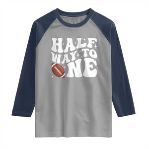 Half Way To One Raglan Shirt 1/2 Birthday Baby Boy Football TS10 Sport Gray Navy Print Your Wear