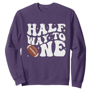 Half Way To One Sweatshirt 1/2 Birthday Baby Boy Football TS10 Purple Print Your Wear