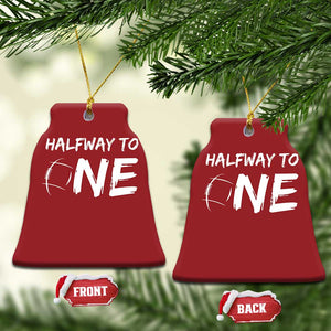 HalfWay To One Christmas Ornament Baby Boy 1/2 Birthday Outfits Football TS10 Bell Flake Red Print Your Wear