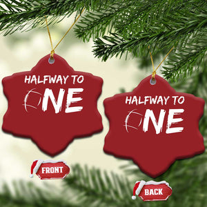 HalfWay To One Christmas Ornament Baby Boy 1/2 Birthday Outfits Football TS10 Snow Flake Red Print Your Wear