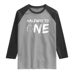 HalfWay To One Raglan Shirt Baby Boy 1/2 Birthday Outfits Football TS10 Sport Gray Black Print Your Wear