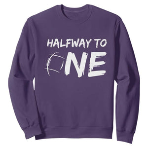HalfWay To One Sweatshirt Baby Boy 1/2 Birthday Outfits Football TS10 Purple Print Your Wear