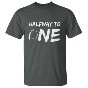 HalfWay To One T Shirt Baby Boy 1/2 Birthday Outfits Football TS10 Dark Heather Print Your Wear