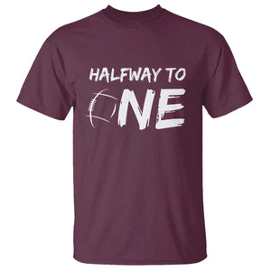 HalfWay To One T Shirt Baby Boy 1/2 Birthday Outfits Football TS10 Maroon Print Your Wear