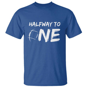 HalfWay To One T Shirt Baby Boy 1/2 Birthday Outfits Football TS10 Royal Blue Print Your Wear