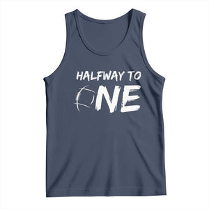 HalfWay To One Tank Top Baby Boy 1/2 Birthday Outfits Football TS10 Navy Print Your Wear