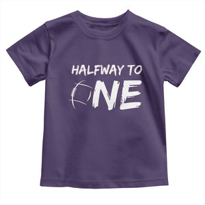 HalfWay To One Toddler T Shirt Baby Boy 1/2 Birthday Outfits Football TS10 Purple Print Your Wear