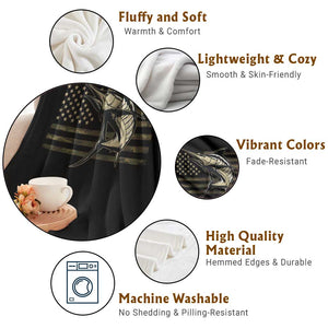 Fishing Camouflage US Flag Throw Blanket Swordfish Fish Fisherman Camo TS10 Print Your Wear