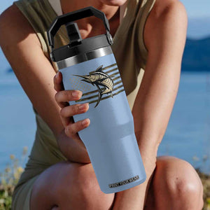 Fishing Camouflage US Flag Flip Straw Tumbler Swordfish Fish Fisherman Camo TS10 One Size: 30 oz Light Blue Print Your Wear