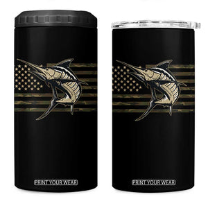Fishing Camouflage US Flag 4 in 1 Can Cooler Tumbler Swordfish Fish Fisherman Camo TS10 One Size: 16 oz Black Print Your Wear