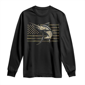 Fishing Camouflage US Flag Long Sleeve Shirt Swordfish Fish Fisherman Camo TS10 Black Print Your Wear