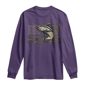Fishing Camouflage US Flag Long Sleeve Shirt Swordfish Fish Fisherman Camo TS10 Purple Print Your Wear