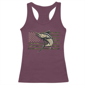 Fishing Camouflage US Flag Racerback Tank Top Swordfish Fish Fisherman Camo TS10 Maroon Print Your Wear