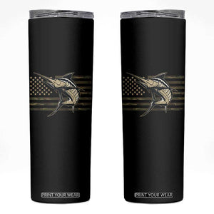 Fishing Camouflage US Flag Skinny Tumbler Swordfish Fish Fisherman Camo TS10 Black Print Your Wear