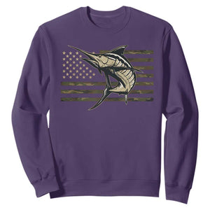 Fishing Camouflage US Flag Sweatshirt Swordfish Fish Fisherman Camo TS10 Purple Print Your Wear