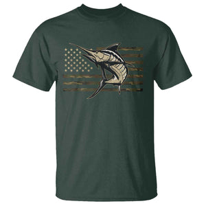 Fishing Camouflage US Flag T Shirt Swordfish Fish Fisherman Camo TS10 Dark Forest Green Print Your Wear