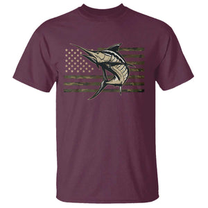 Fishing Camouflage US Flag T Shirt Swordfish Fish Fisherman Camo TS10 Maroon Print Your Wear