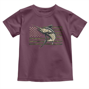 Fishing Camouflage US Flag Toddler T Shirt Swordfish Fish Fisherman Camo TS10 Maroon Print Your Wear