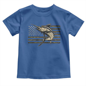 Fishing Camouflage US Flag Toddler T Shirt Swordfish Fish Fisherman Camo TS10 Royal Blue Print Your Wear