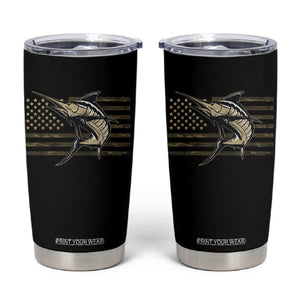 Fishing Camouflage US Flag Tumbler Cup Swordfish Fish Fisherman Camo TS10 Black Print Your Wear