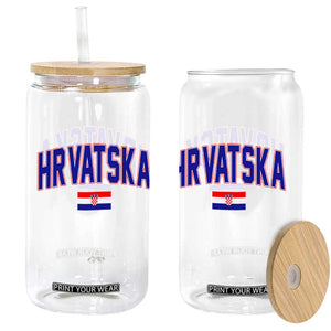 Hrvatska Flag Glass Can Croatia Vintage Zagreb Croatian Jersey Retro