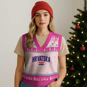 Hrvatska Flag V-Neck Knit Sweater Vest Croatia Vintage Zagreb Croatian Jersey Retro