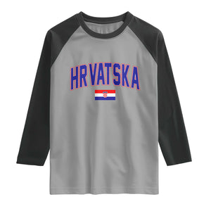 Hrvatska Flag Raglan Shirt Croatia Vintage Zagreb Croatian Jersey Retro