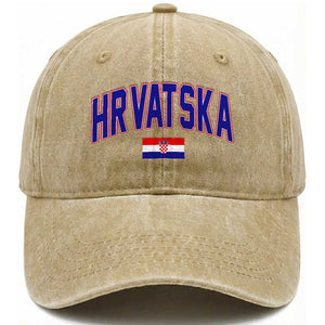 Hrvatska Flag Washed Cotton Baseball Cap Croatia Vintage Zagreb Croatian Jersey Retro