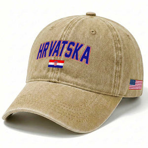 Hrvatska Flag Washed Cotton Baseball Cap Croatia Vintage Zagreb Croatian Jersey Retro