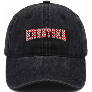 Vintage Hrvatska Washed Cotton Baseball Cap Retro Varsity Croatia Zagreb Croatian Flag