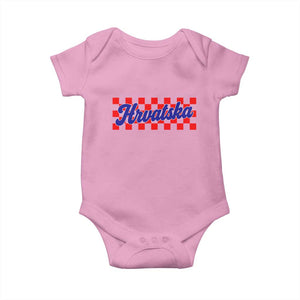 Hrvatska Baby Onesie Checkered Retro Croatia Zagreb Croatian