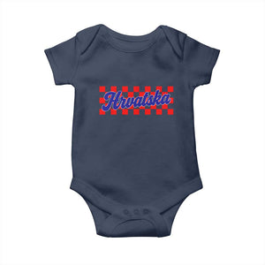 Hrvatska Baby Onesie Checkered Retro Croatia Zagreb Croatian