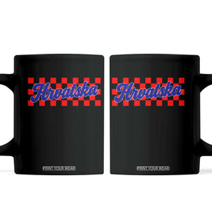 Hrvatska Coffee Mug Checkered Retro Croatia Zagreb Croatian
