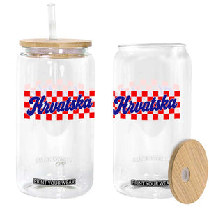 Hrvatska Glass Can Checkered Retro Croatia Zagreb Croatian