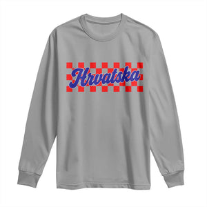 Hrvatska Long Sleeve Shirt Checkered Retro Croatia Zagreb Croatian