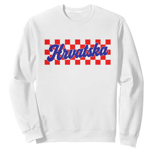 Hrvatska Sweatshirt Checkered Retro Croatia Zagreb Croatian