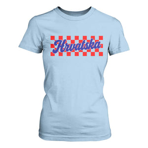 Hrvatska T Shirt For Women Checkered Retro Croatia Zagreb Croatian