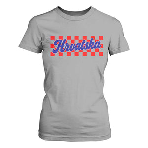 Hrvatska T Shirt For Women Checkered Retro Croatia Zagreb Croatian