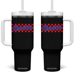Hrvatska Tumbler With Handle Checkered Retro Croatia Zagreb Croatian