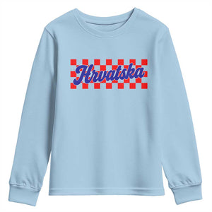 Hrvatska Youth Sweatshirt Checkered Retro Croatia Zagreb Croatian