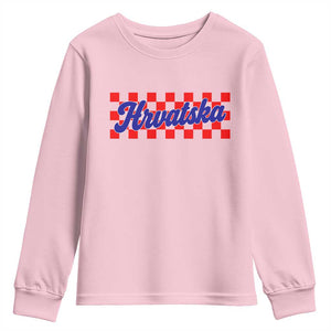 Hrvatska Youth Sweatshirt Checkered Retro Croatia Zagreb Croatian