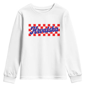 Hrvatska Youth Sweatshirt Checkered Retro Croatia Zagreb Croatian