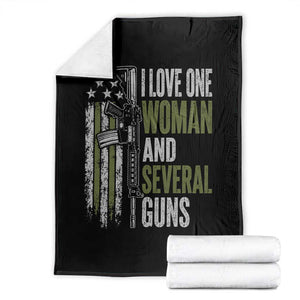 I Love One Woman And Several Guns Throw Blanket Vintage American Flag Funny Husband Gun Lover